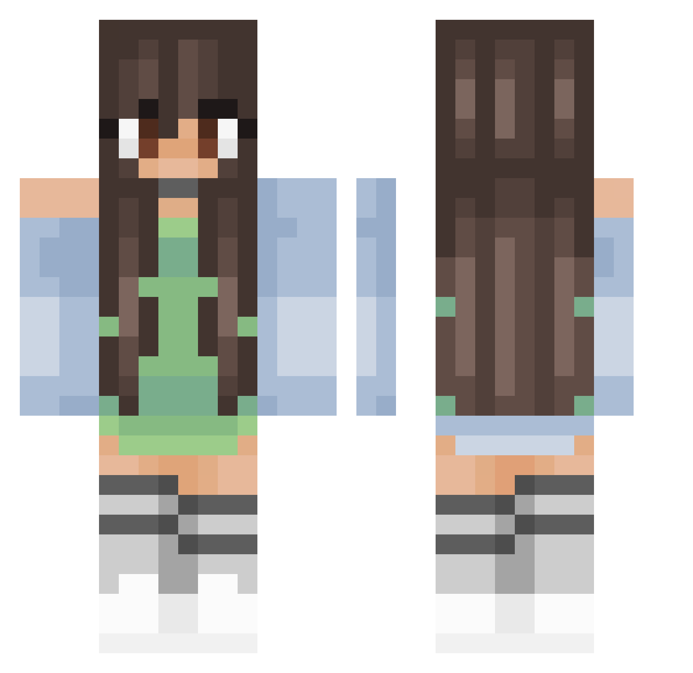 artzuX Minecraft skin, front and back view