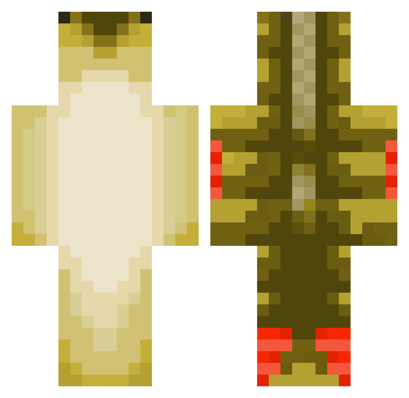 SkyBrew Minecraft skin, front and back view