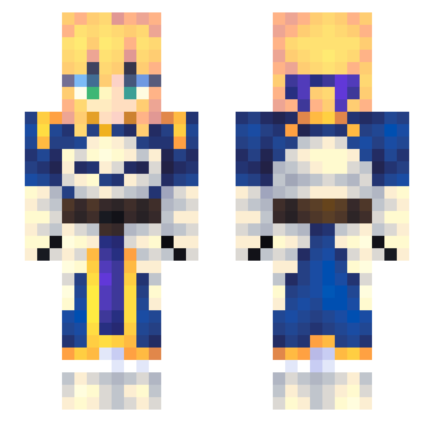 Hemsright Minecraft skin, front and back view
