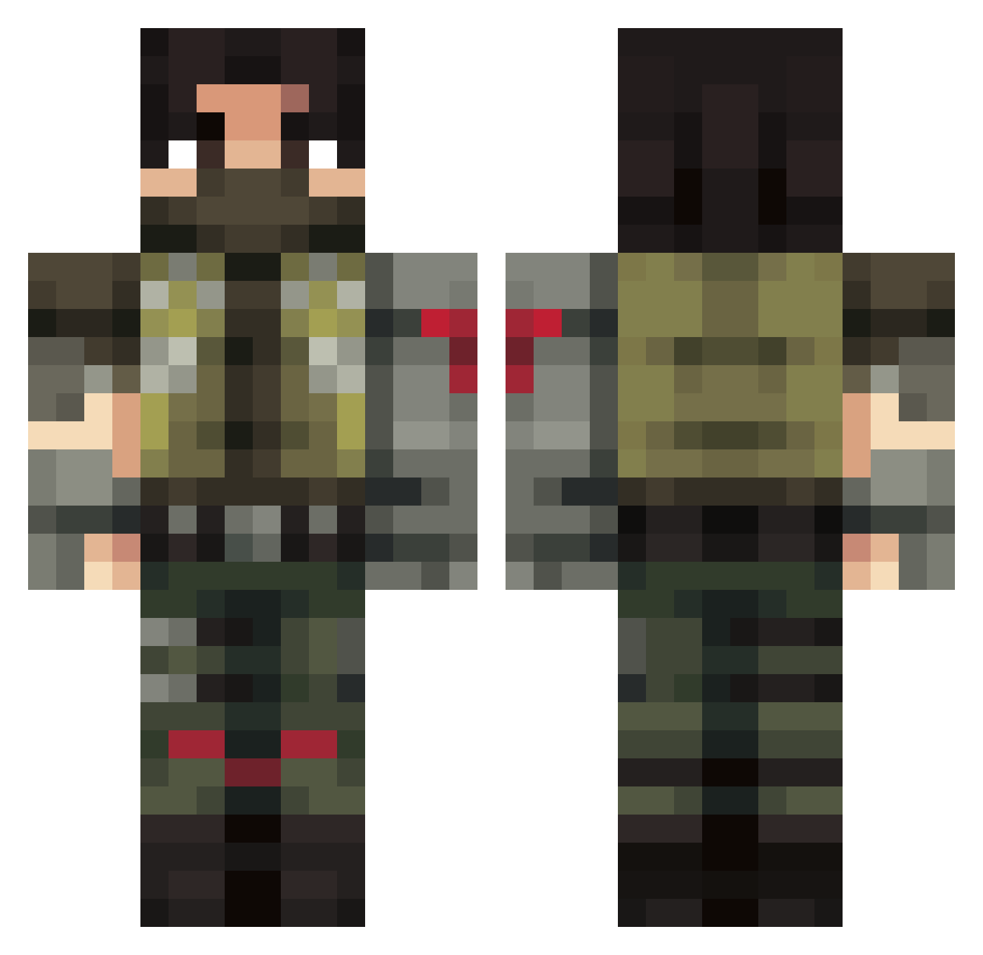 stchra Minecraft skin, front and back view