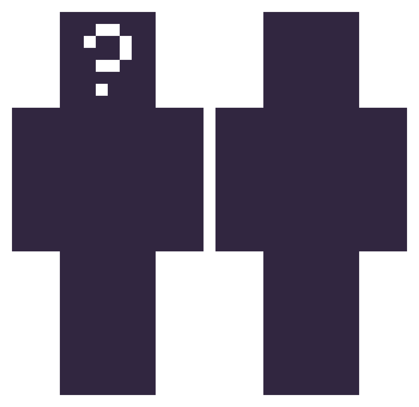 Renowns Minecraft skin, front and back view