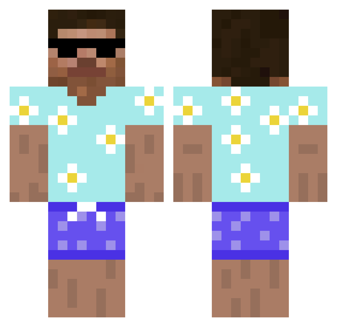migrains Minecraft skin, front and back view