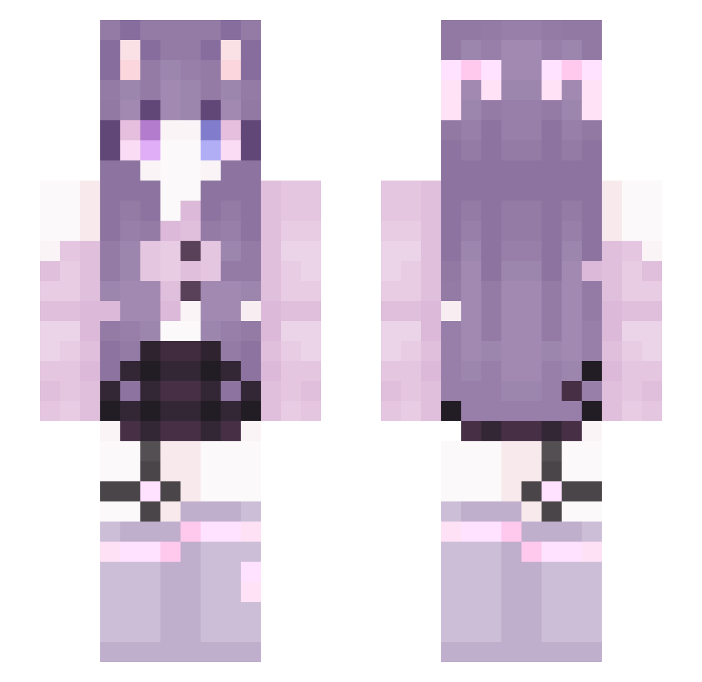 Rumiria Minecraft skin, front and back view