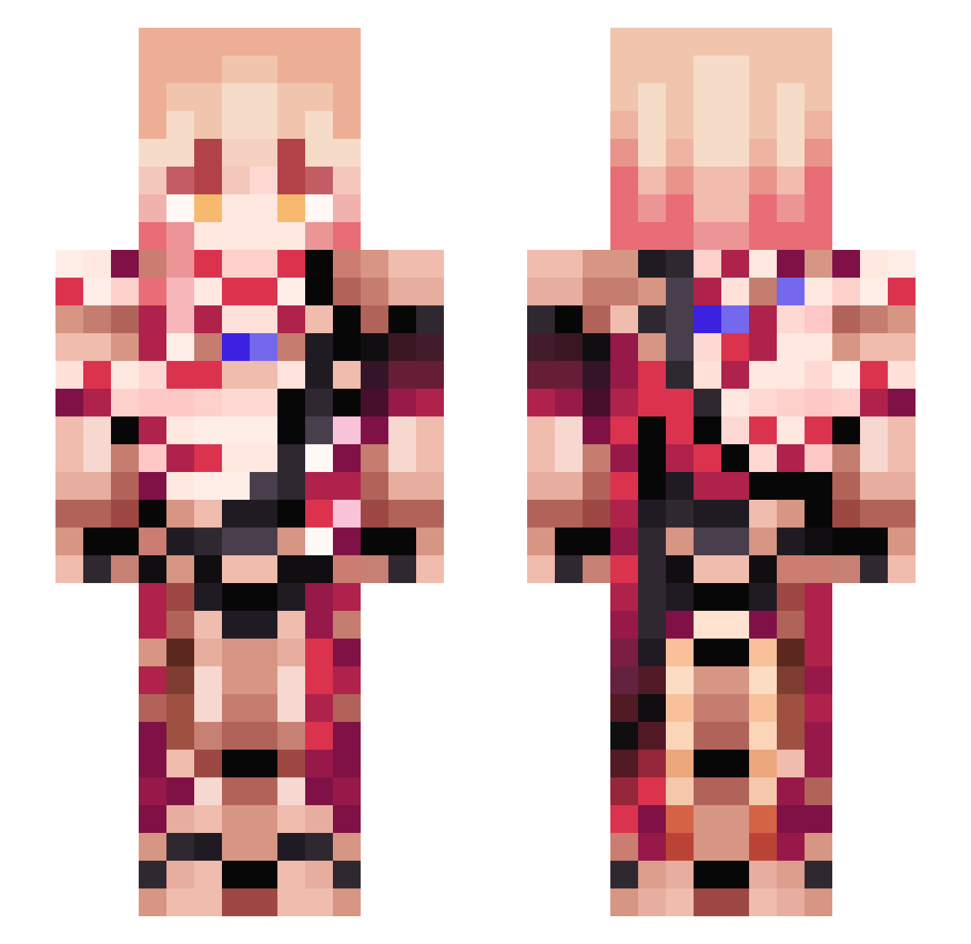 phaideipilled Minecraft skin, front and back view