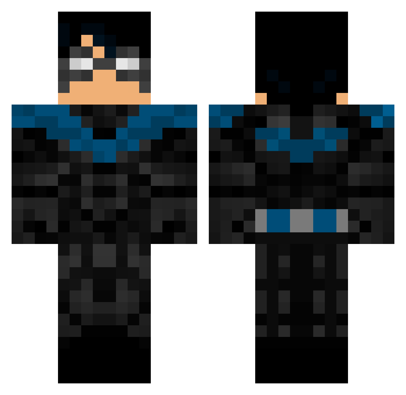 Nightwing888 Minecraft skin, front and back view