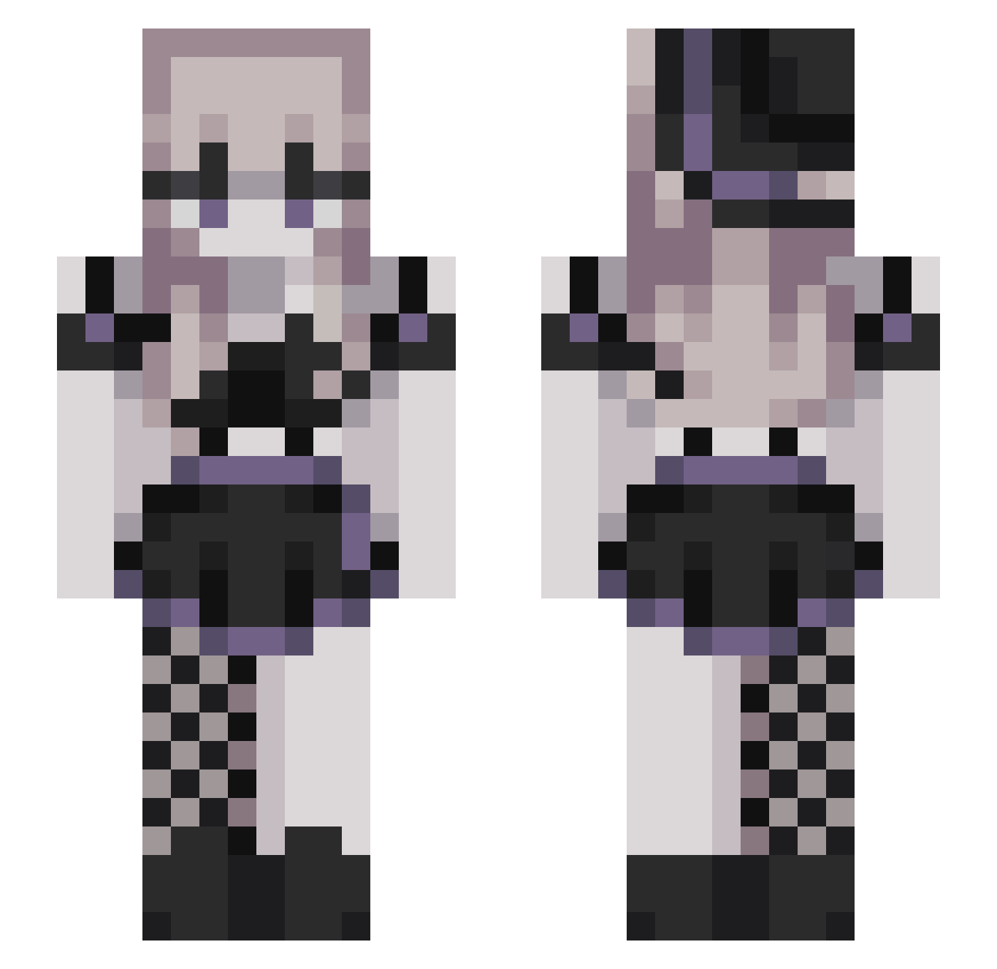 Miverva Minecraft skin, front and back view