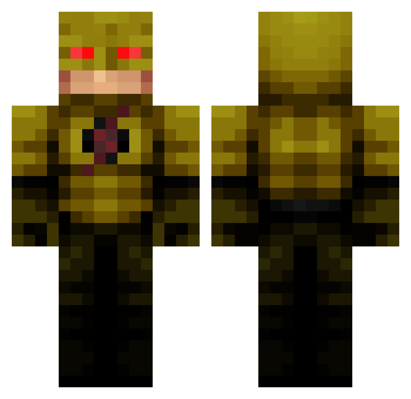 JazzyUnicorn Minecraft skin, front and back view