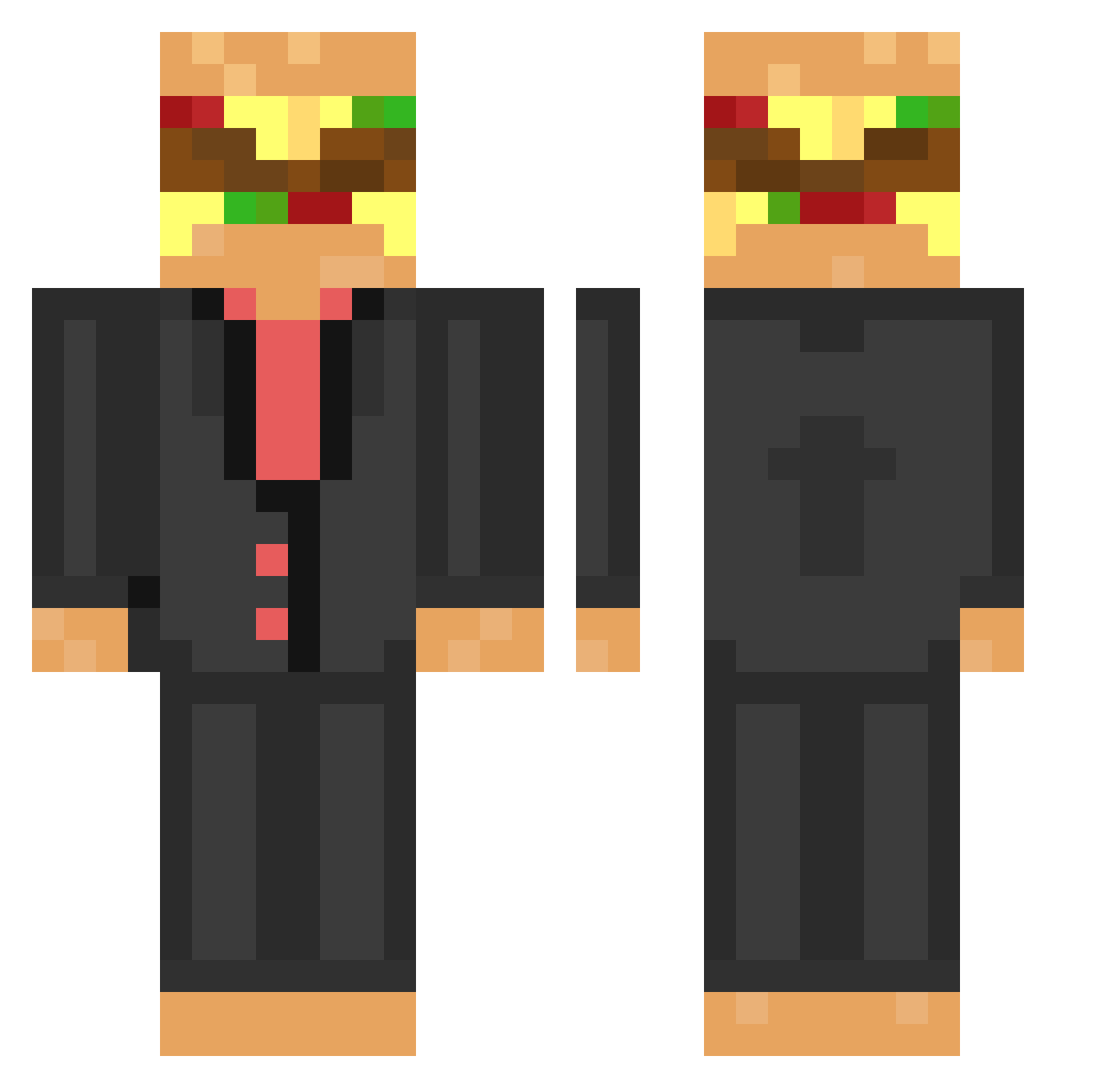 LazyBurgers Minecraft skin, front and back view