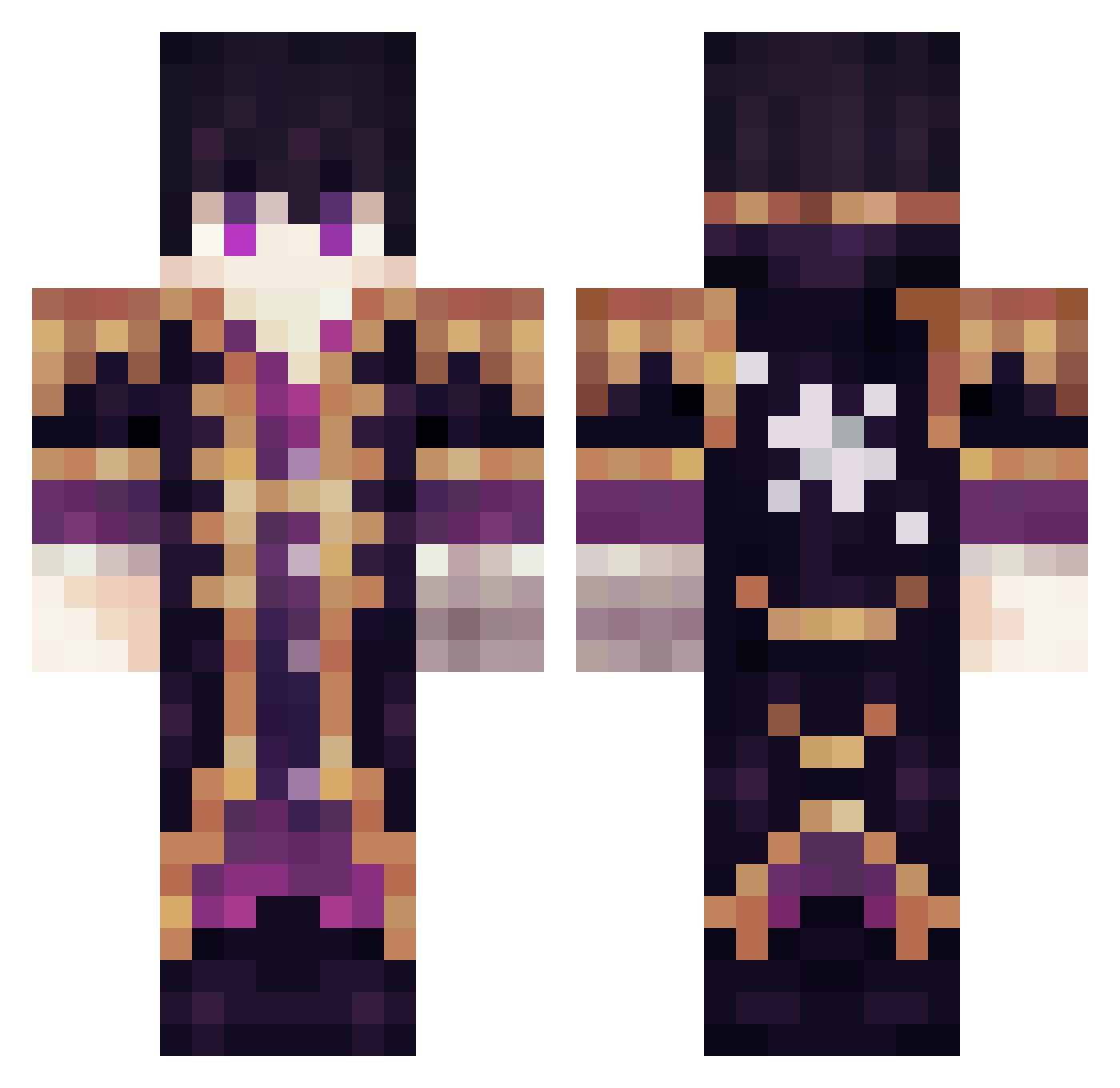 GlitchGamerette Minecraft skin, front and back view