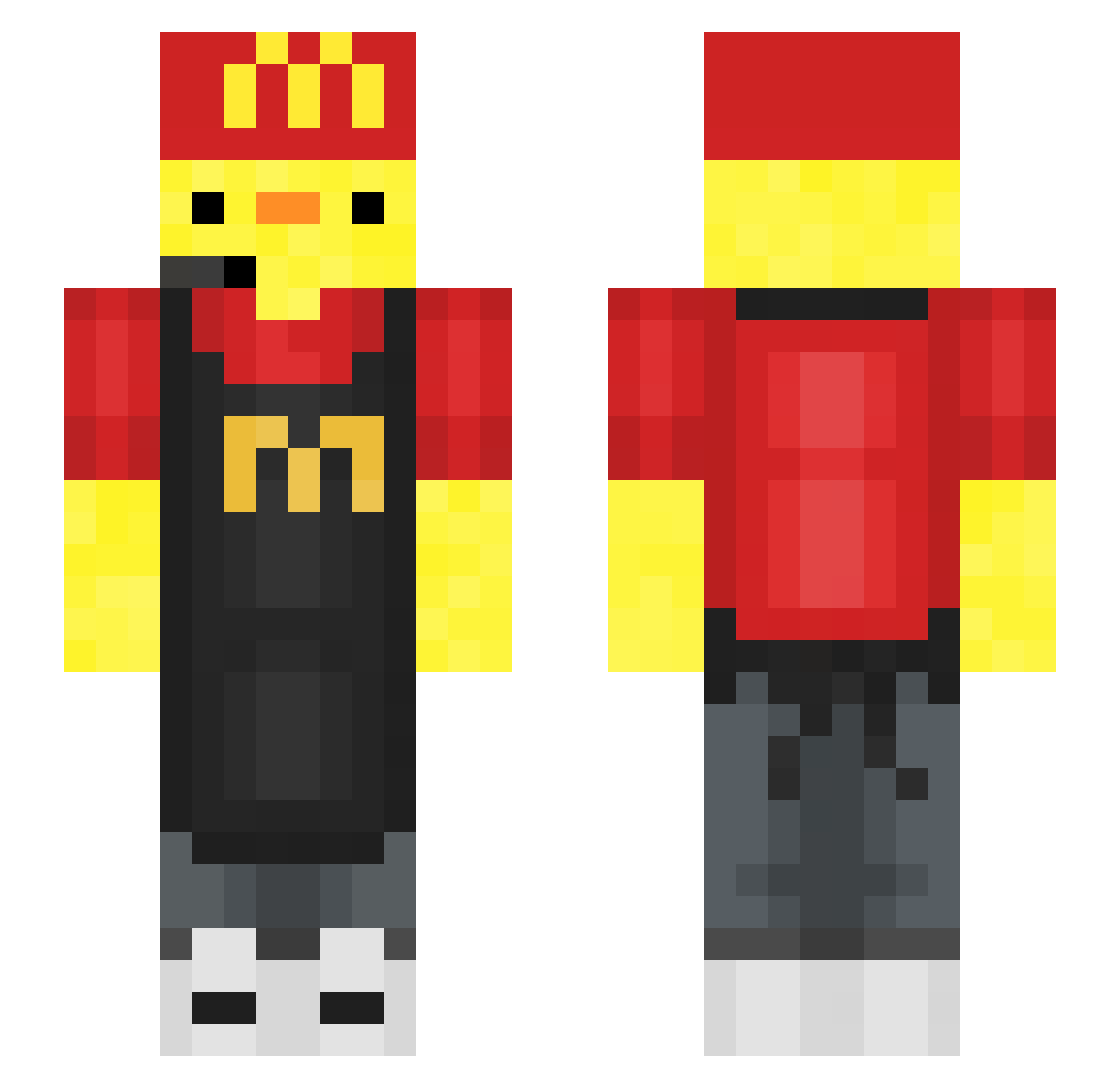 UnGreedy Minecraft skin, front and back view