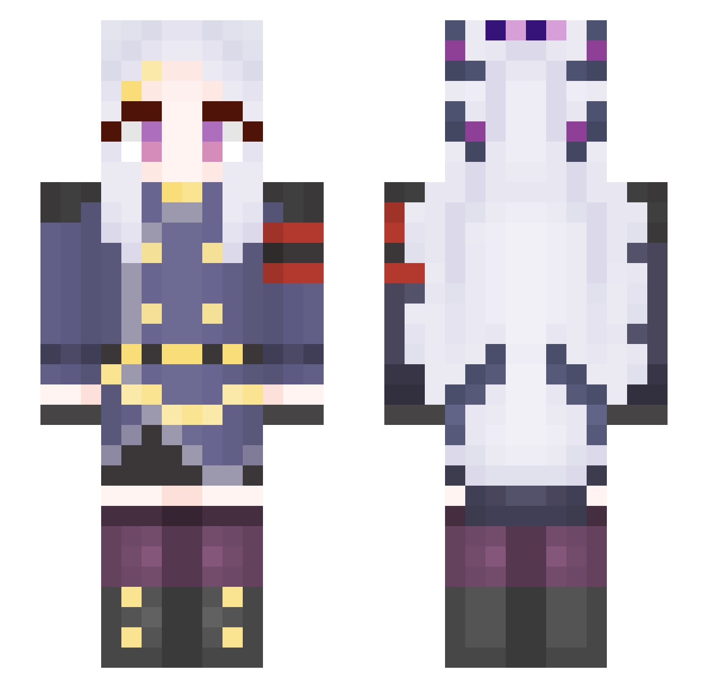 nonnumbered Minecraft skin, front and back view