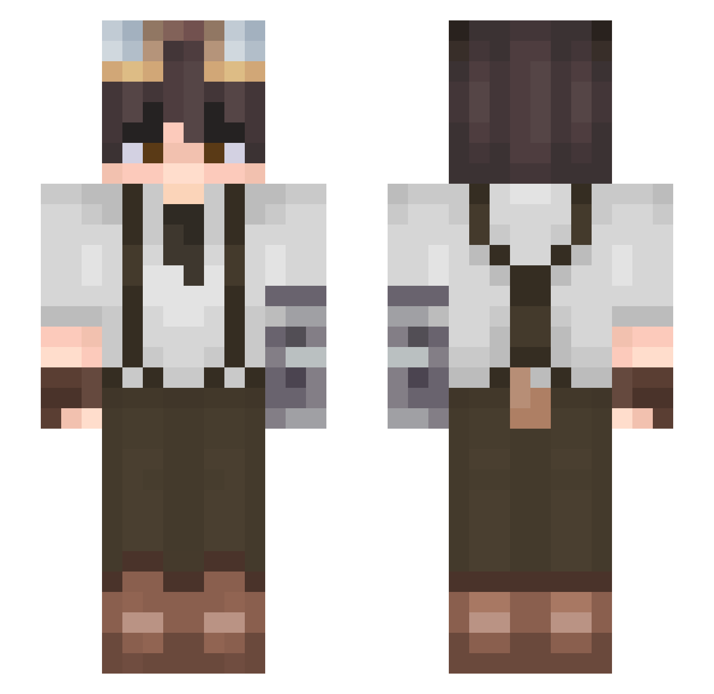 mhisio Minecraft skin, front and back view