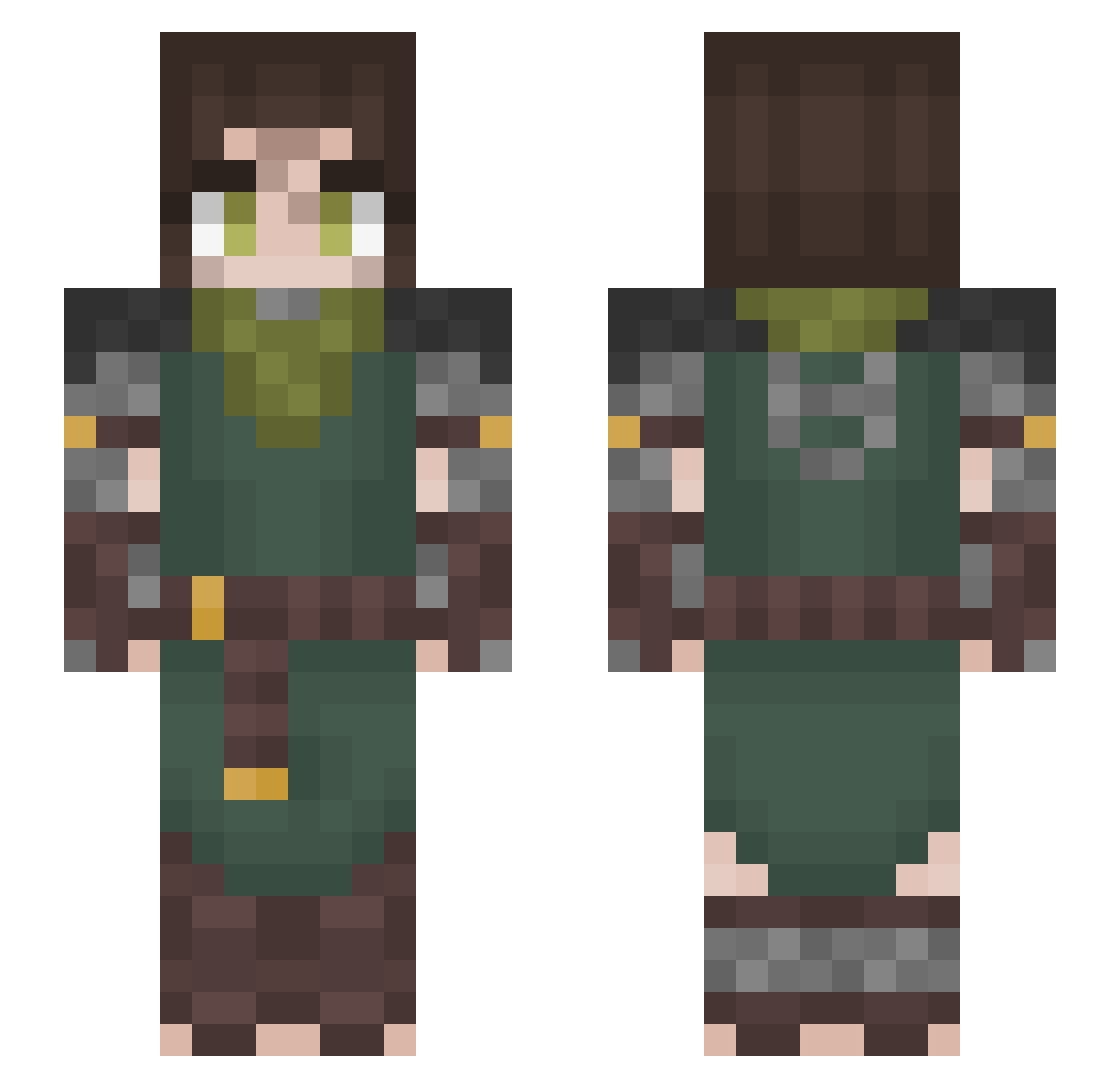 Grounin Minecraft skin, front and back view
