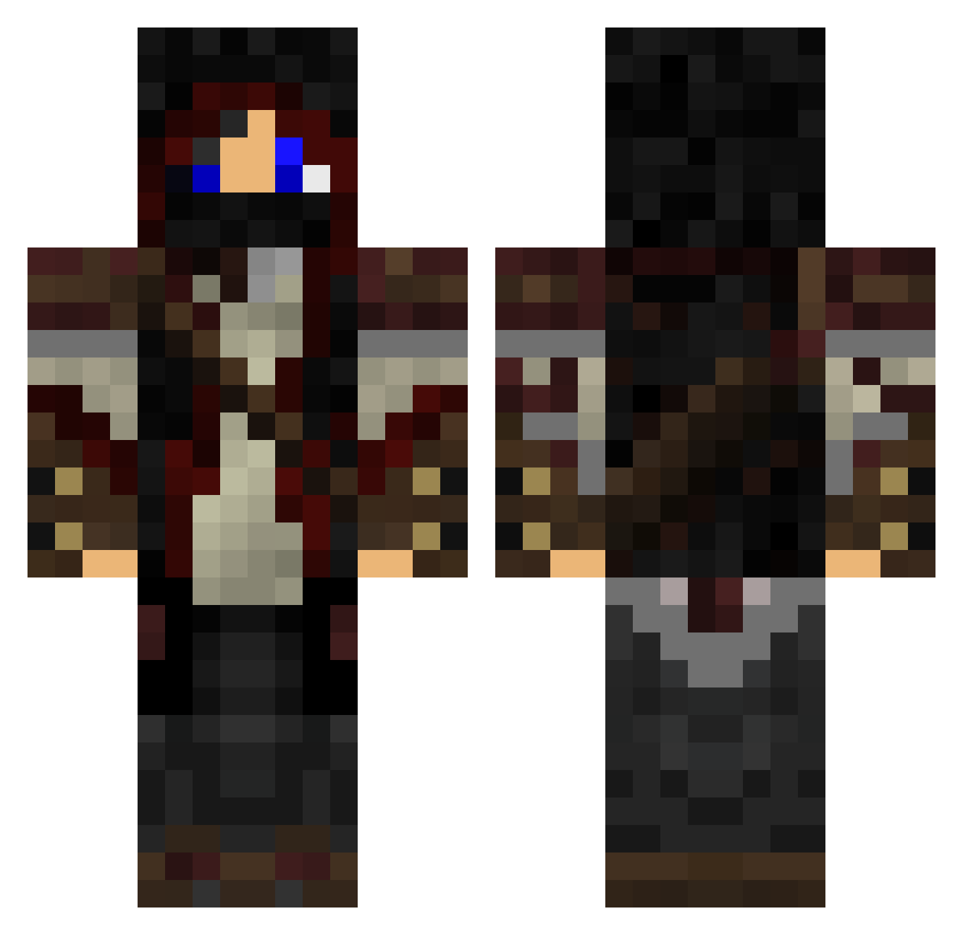 JustChaot1c Minecraft skin, front and back view