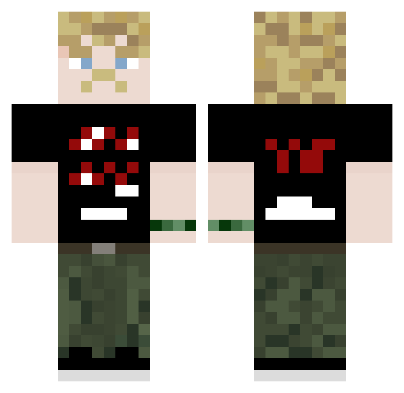 BOOFY_XP Minecraft skin, front and back view