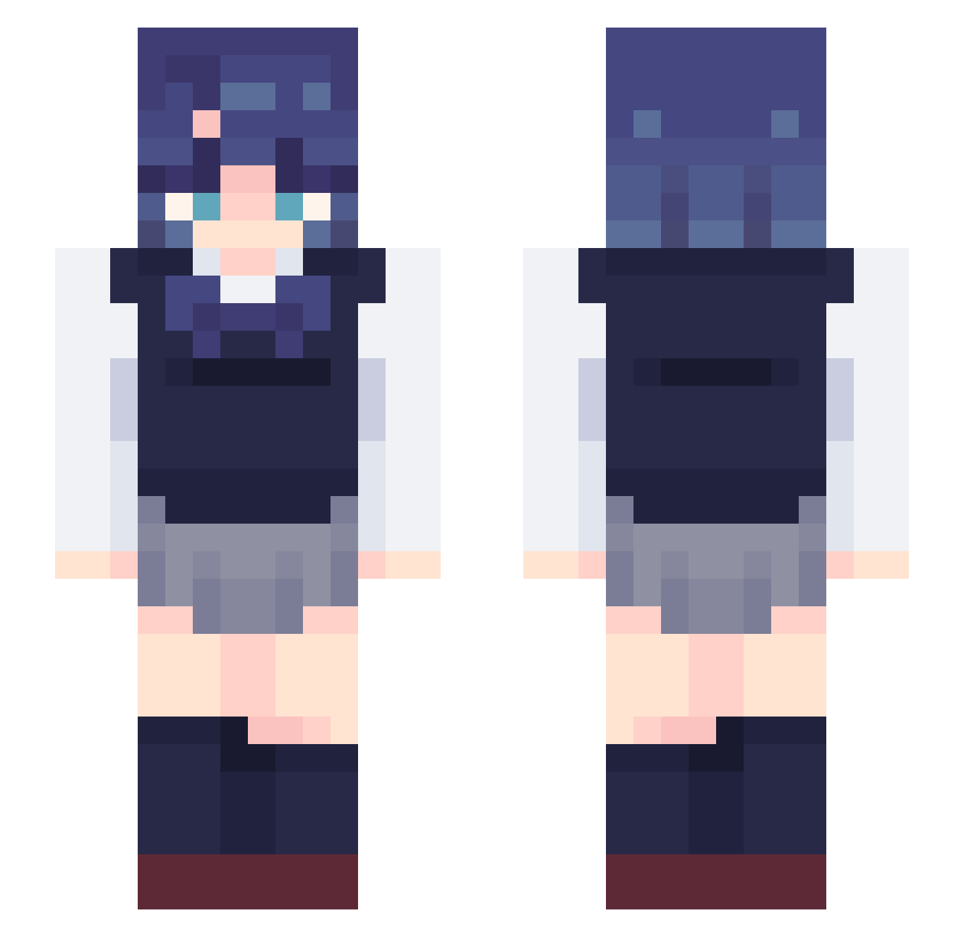 iamAMubie0v0 Minecraft skin, front and back view