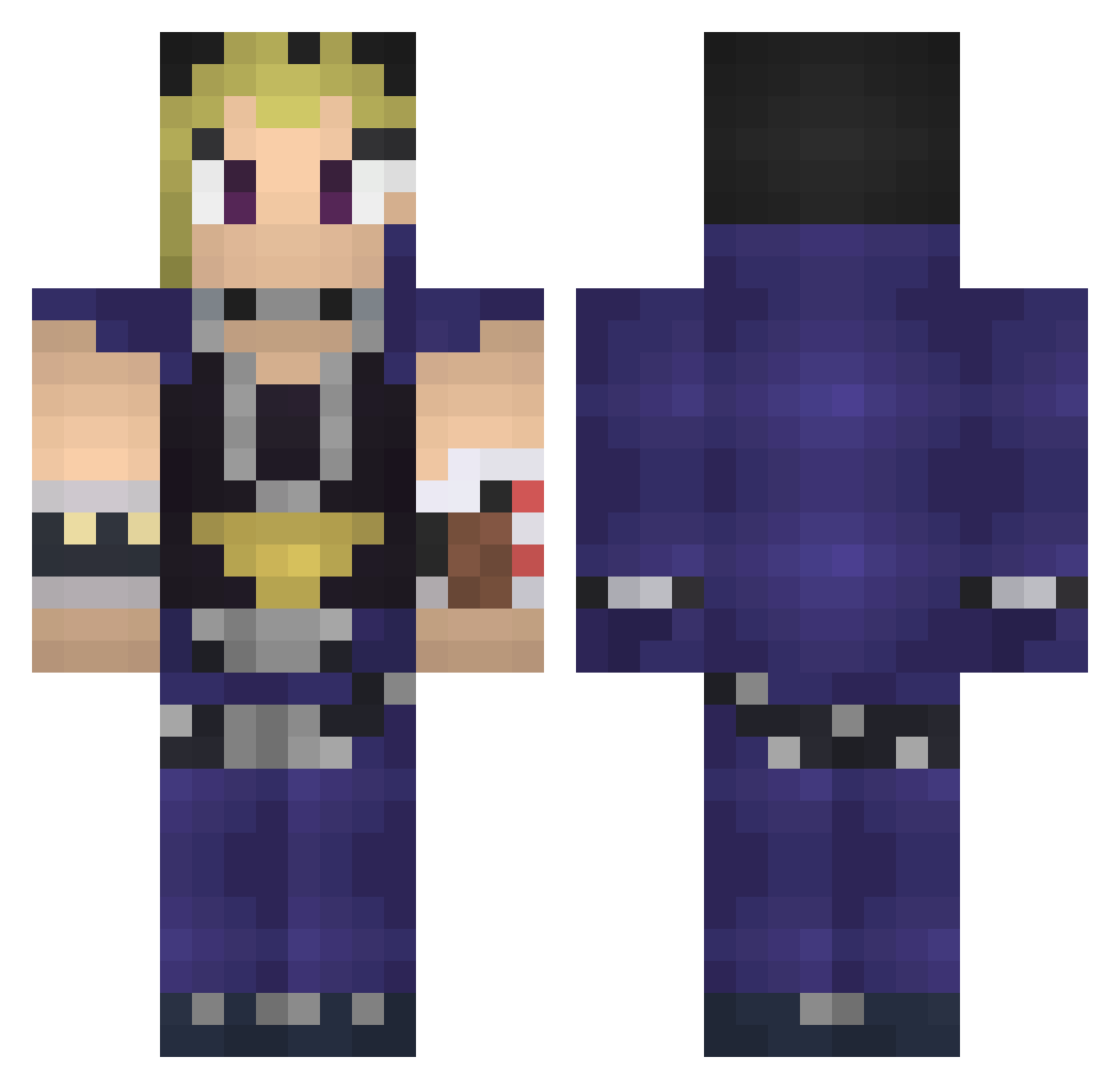 DuelistCards Minecraft skin, front and back view