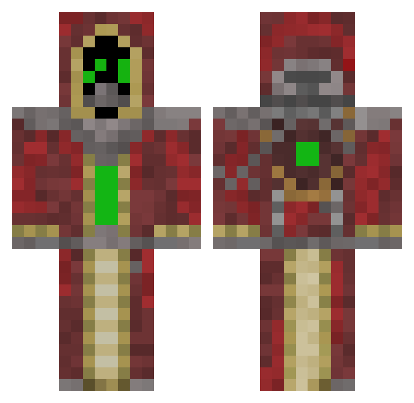 Vastoton Minecraft skin, front and back view