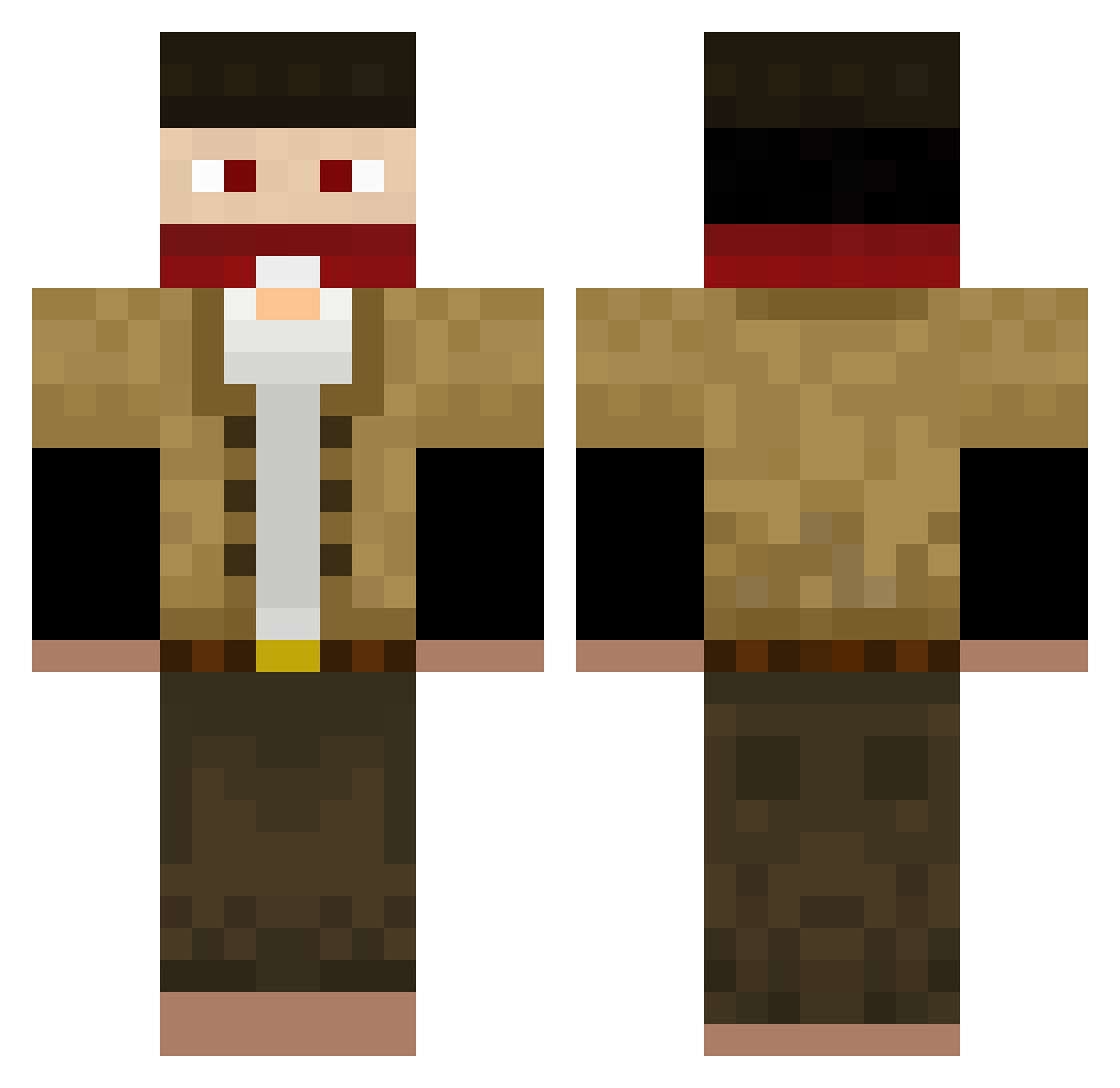 pazburt Minecraft skin, front and back view