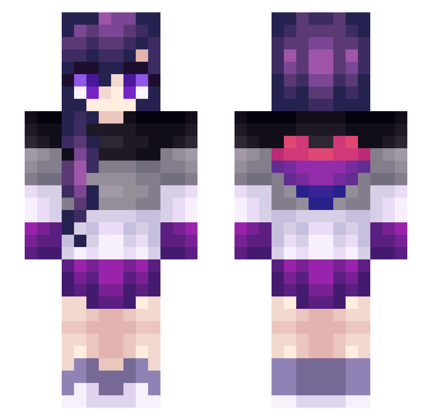 QueenMoon Minecraft skin, front and back view