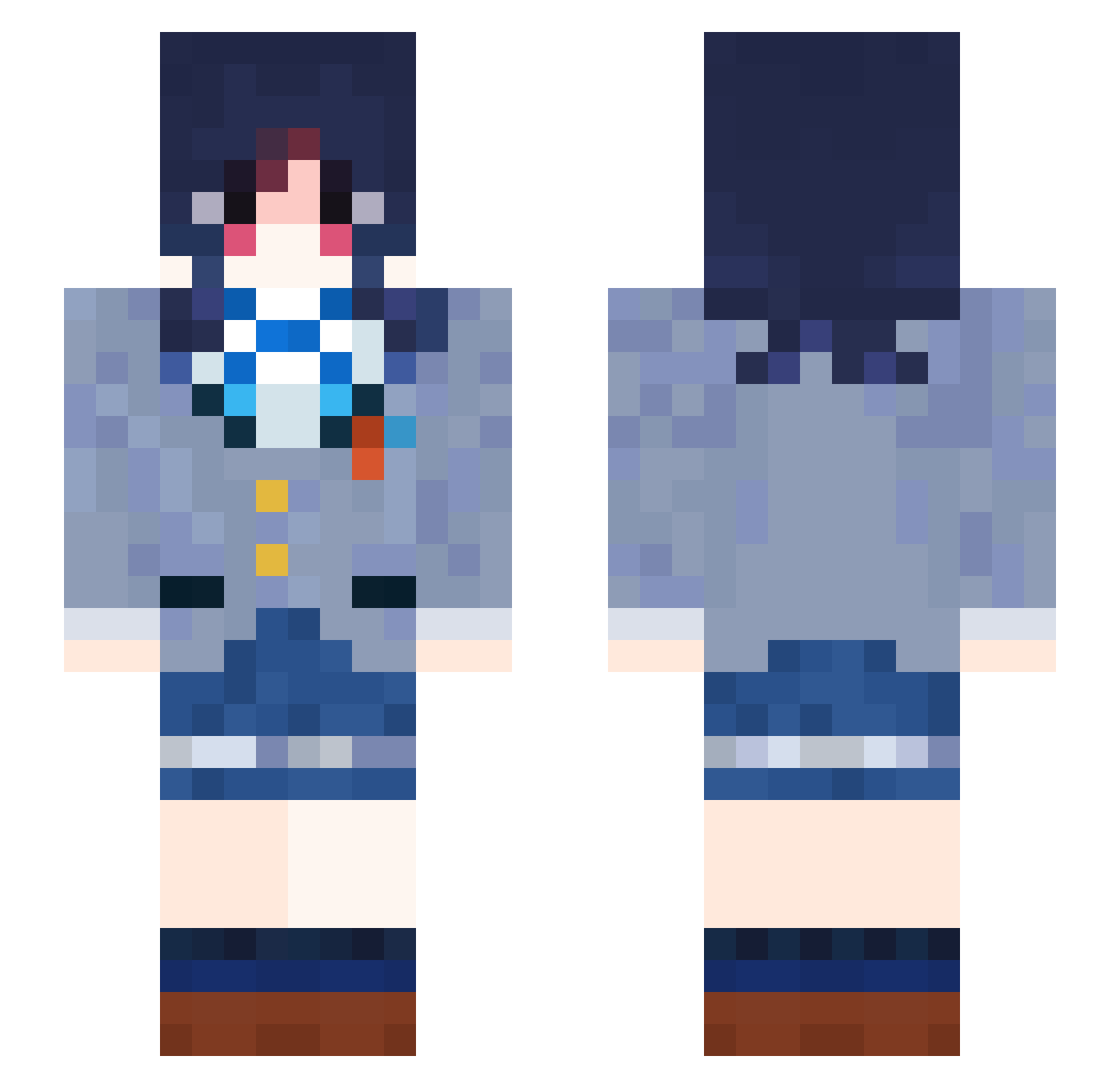 Ardeezballz Minecraft skin, front and back view
