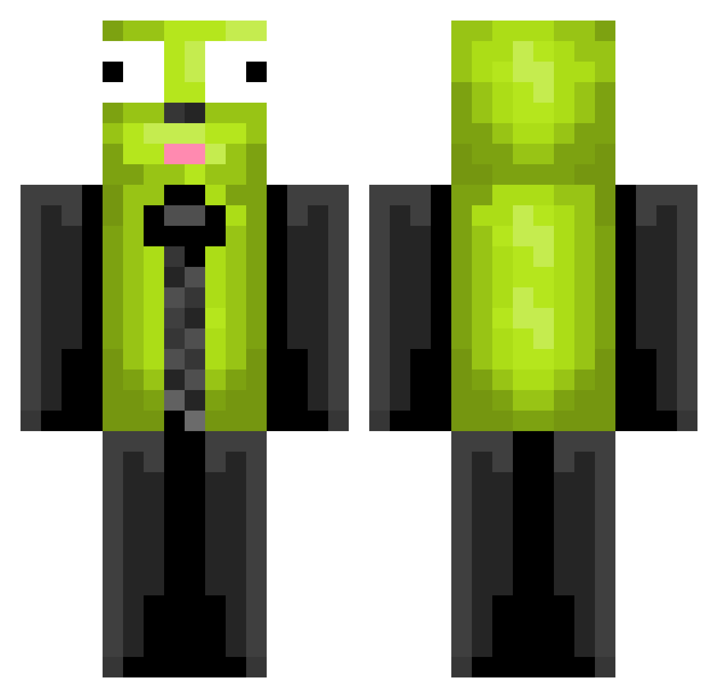 Psychiatric Minecraft skin, front and back view