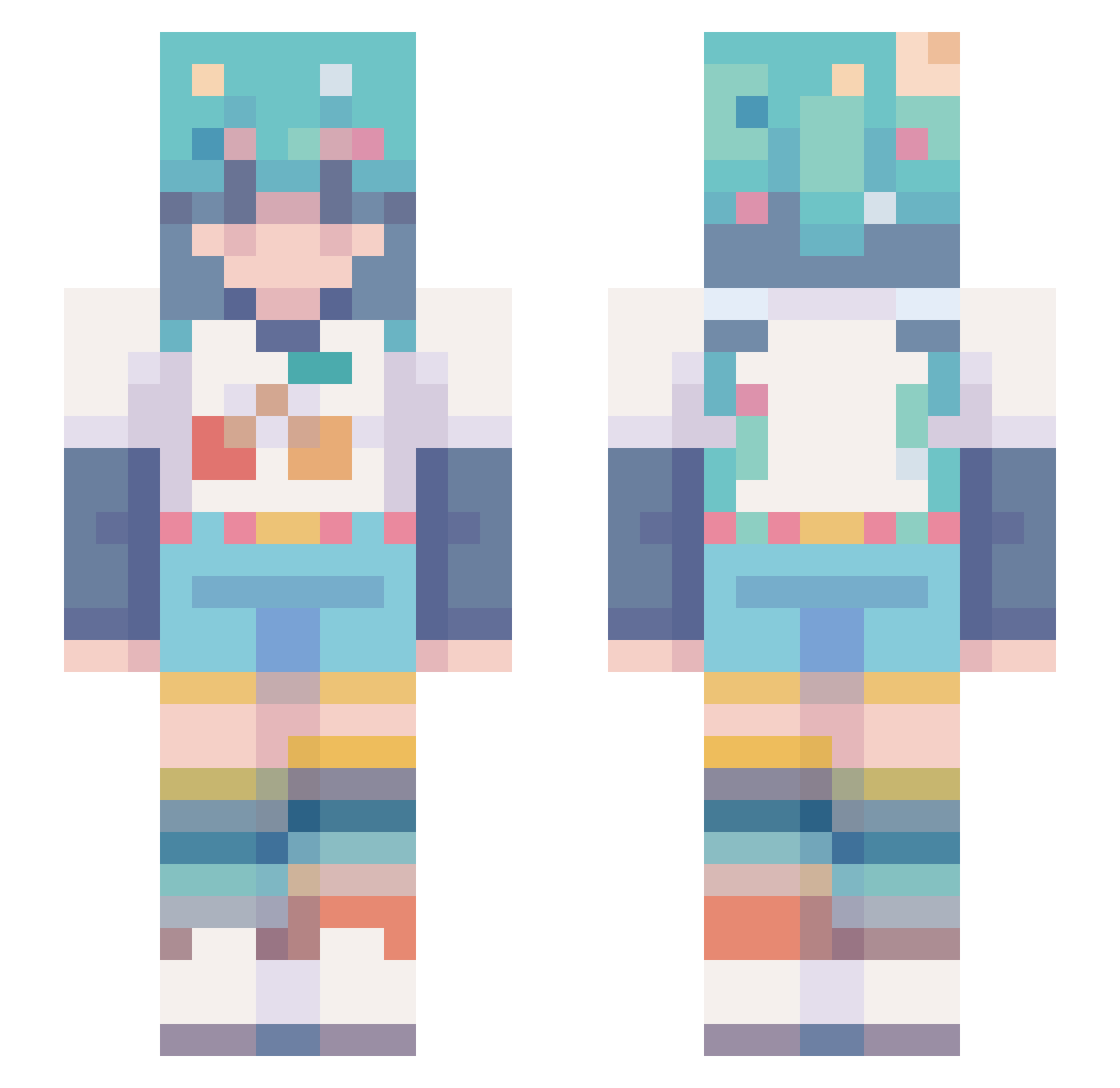 sheezers Minecraft skin, front and back view