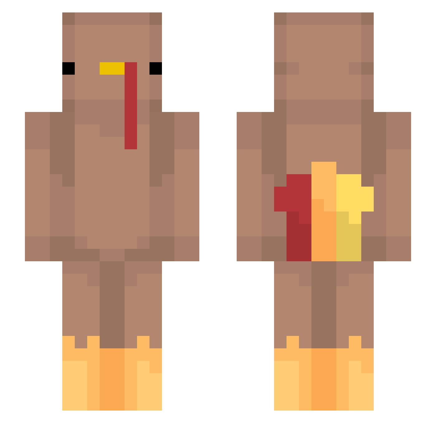 Thanksgiving Minecraft skin, front and back view