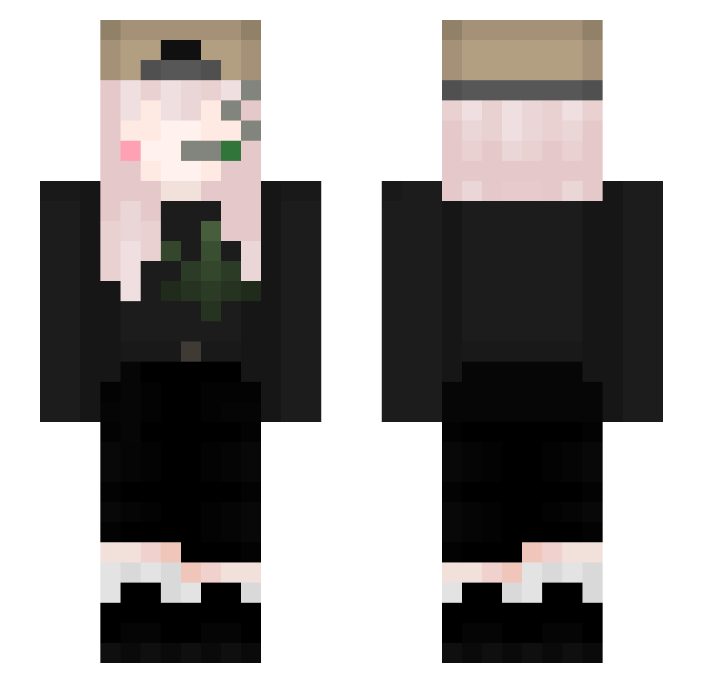 Train2k Minecraft skin, front and back view