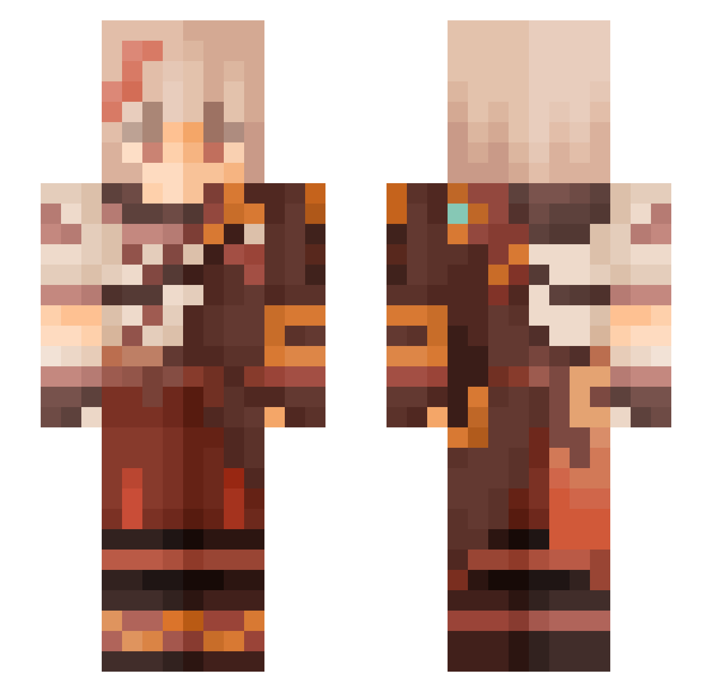 TigaxKazuha Minecraft skin, front and back view
