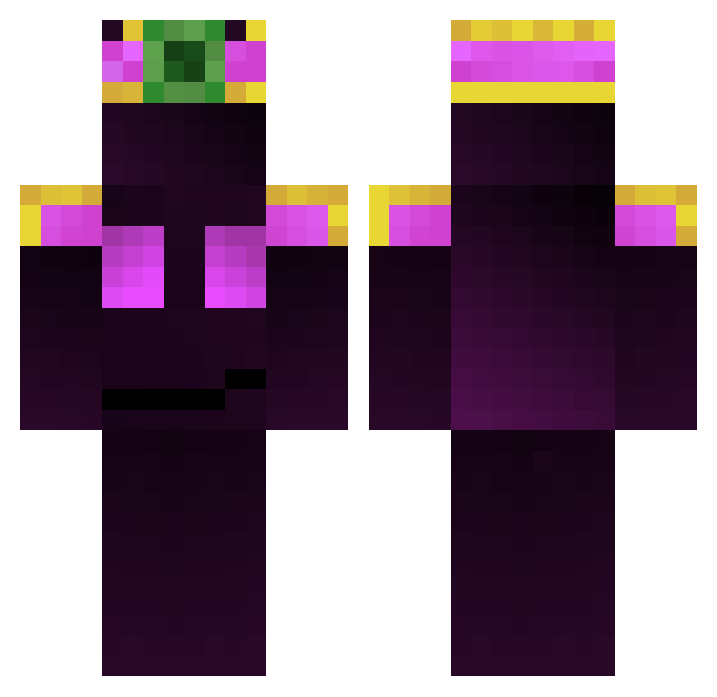 niaops Minecraft skin, front and back view