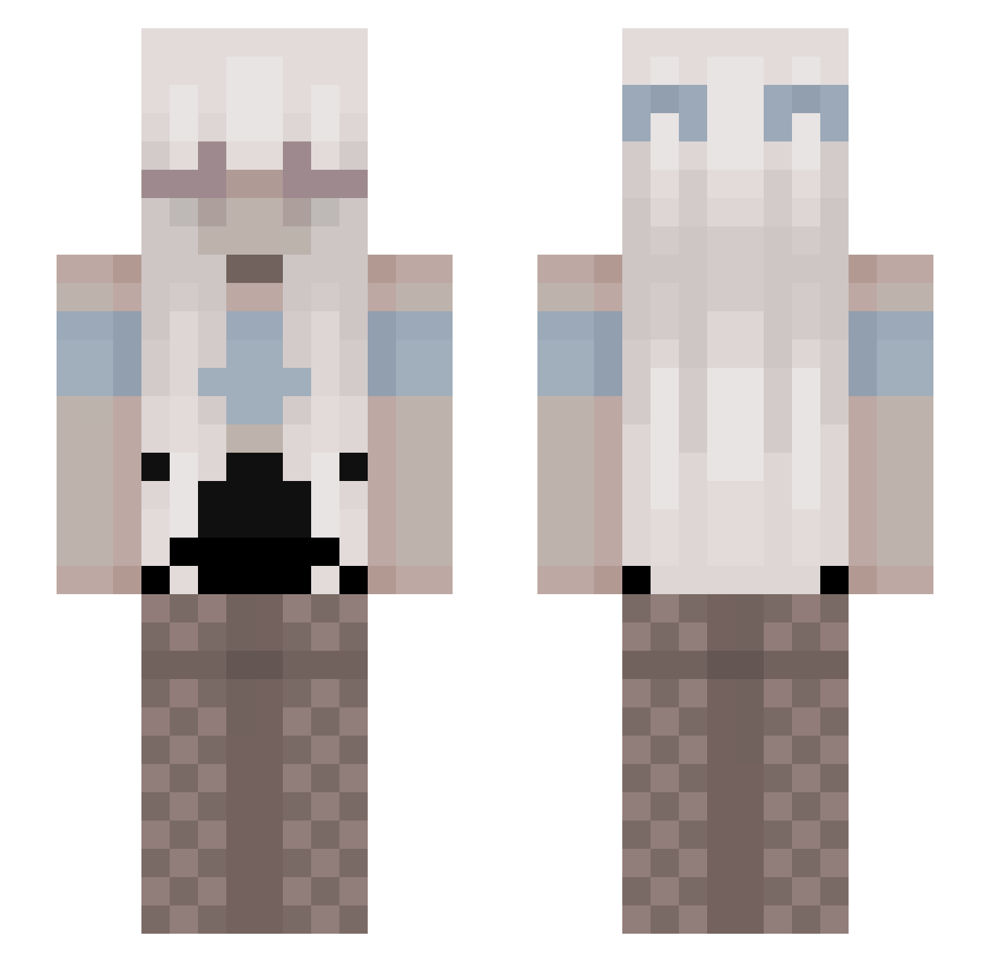 Olsinka Minecraft skin, front and back view