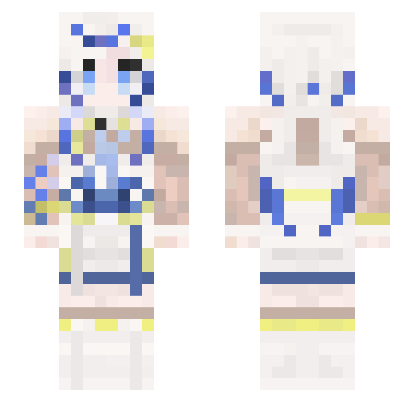 crazy_newbie Minecraft skin, front and back view