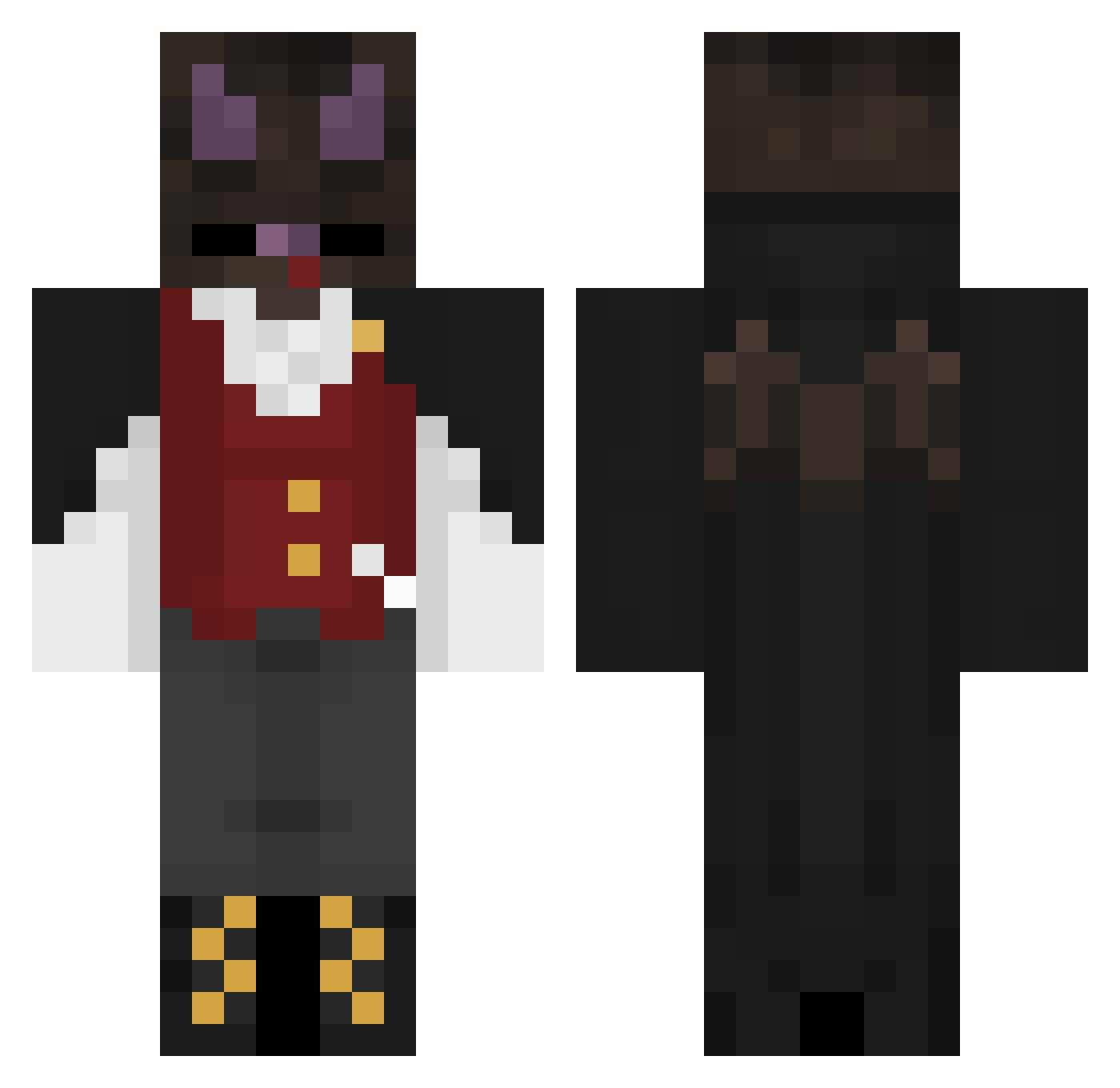RabidBats Minecraft skin, front and back view