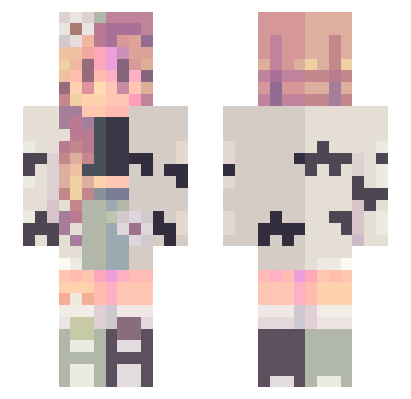 wixak Minecraft skin, front and back view