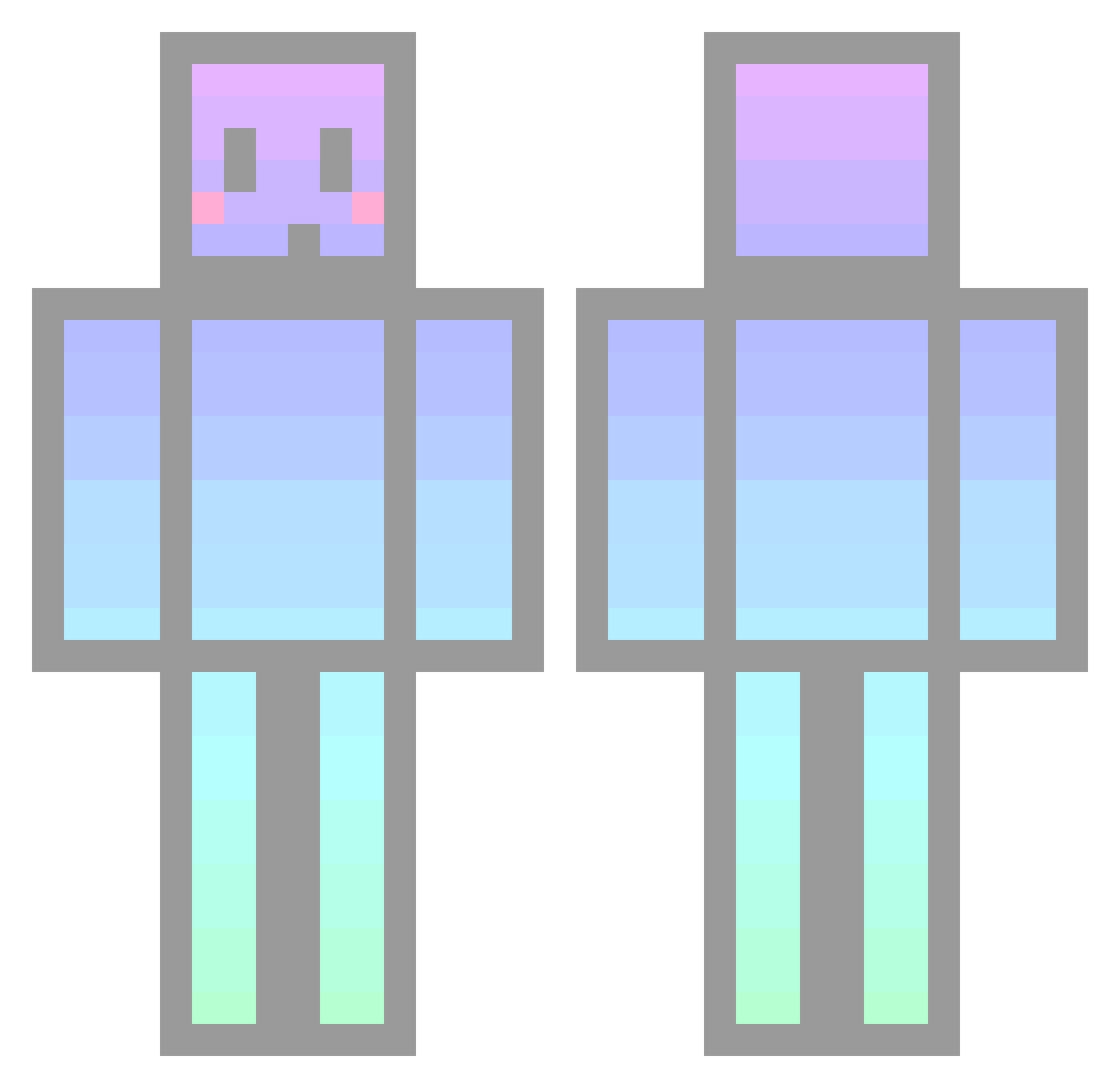 Squareplayer Minecraft skin, front and back view