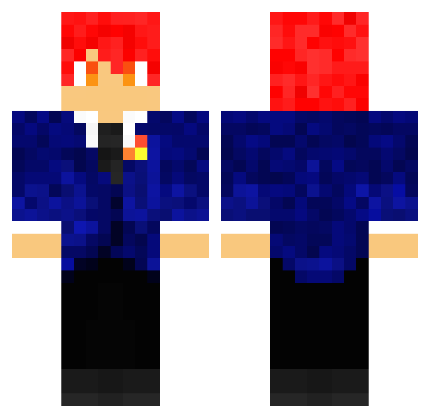 SrFire Minecraft skin, front and back view
