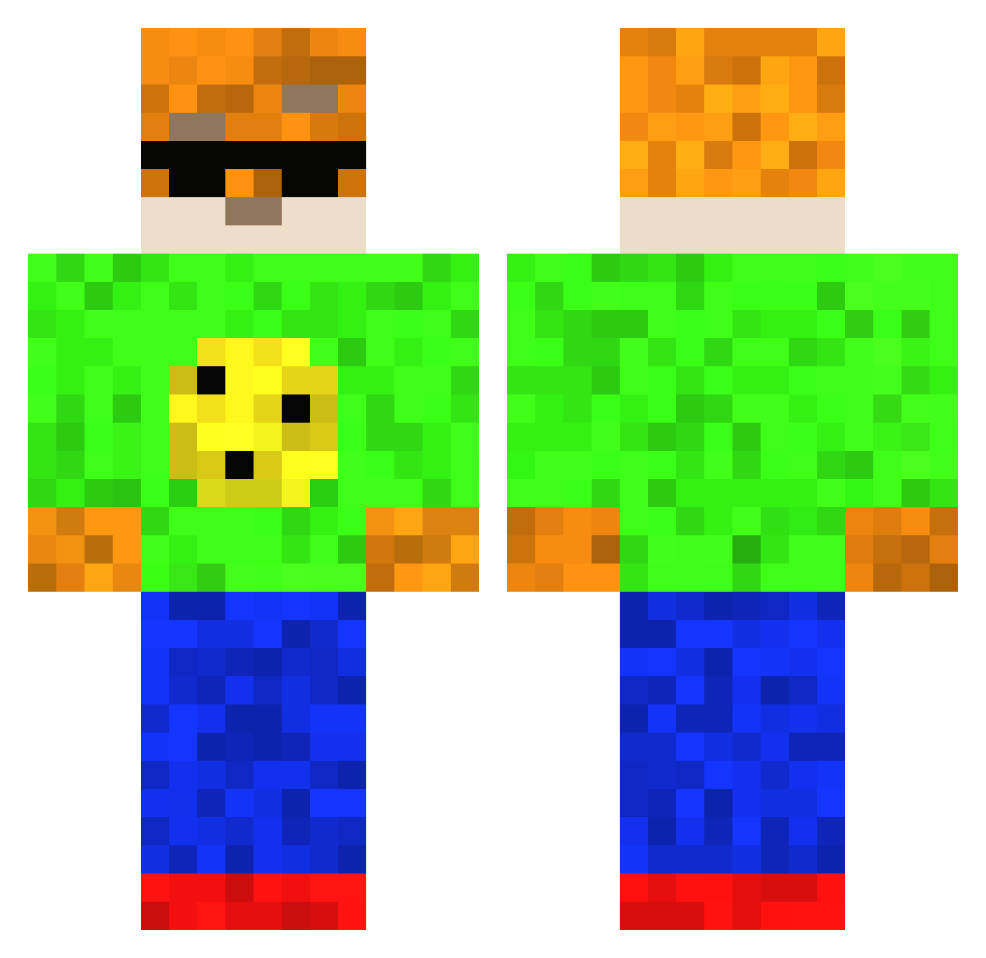 Te5laSh0ck Minecraft skin, front and back view