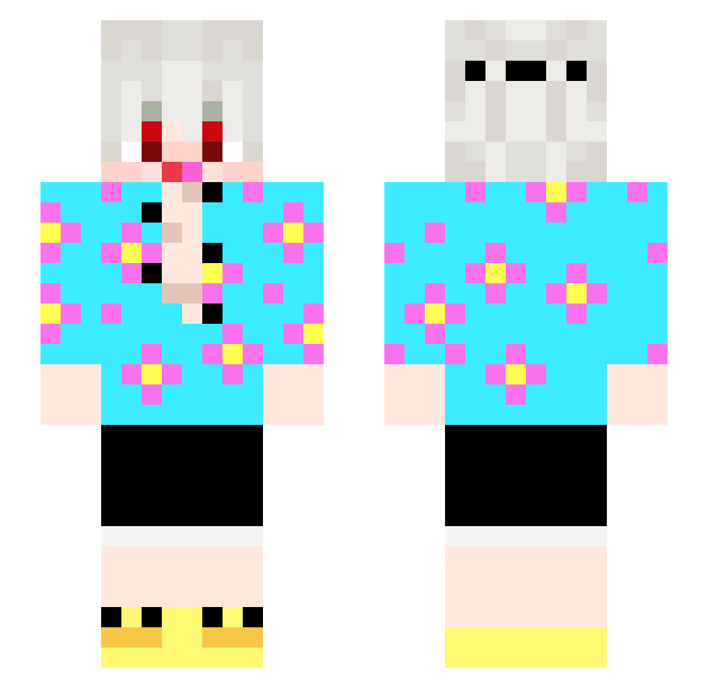 ztqmxflowtrap Minecraft skin, front and back view