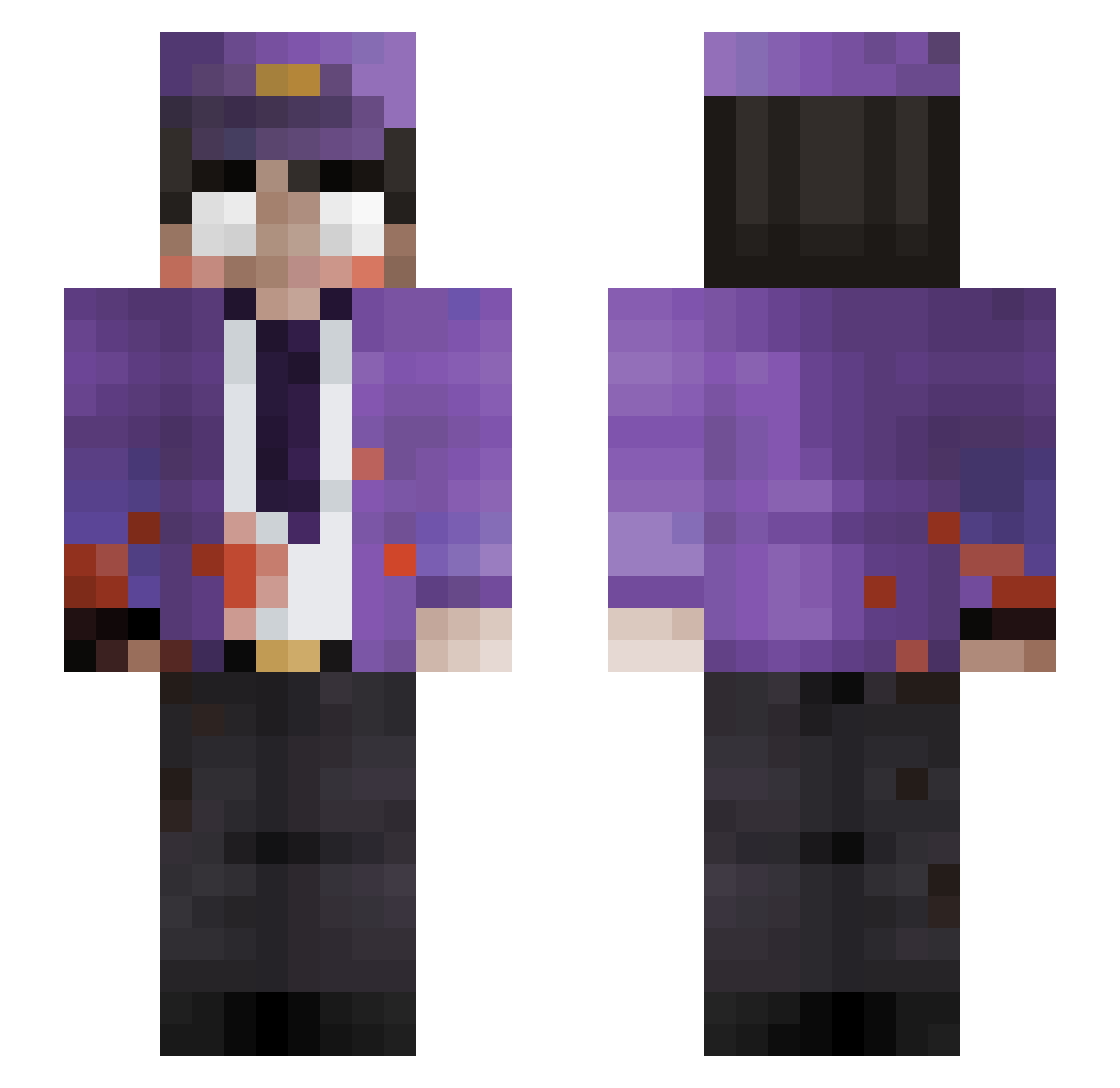 Banefulness Minecraft skin, front and back view