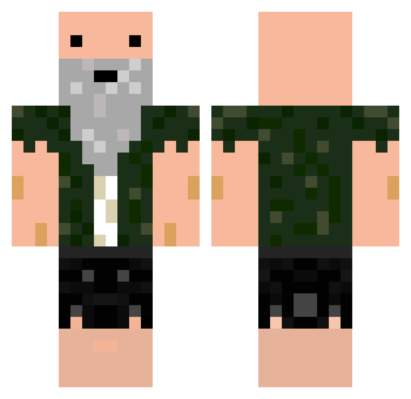 Rabin9 Minecraft skin, front and back view
