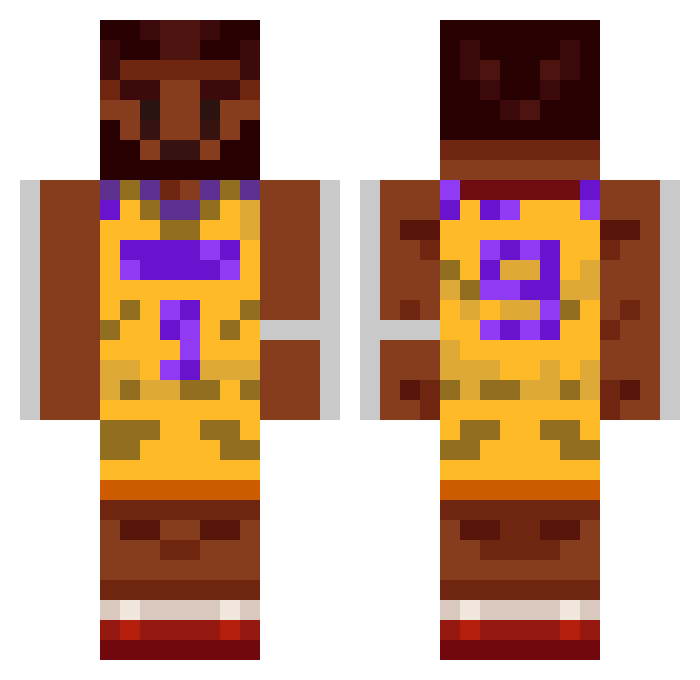 Melvertt Minecraft skin, front and back view