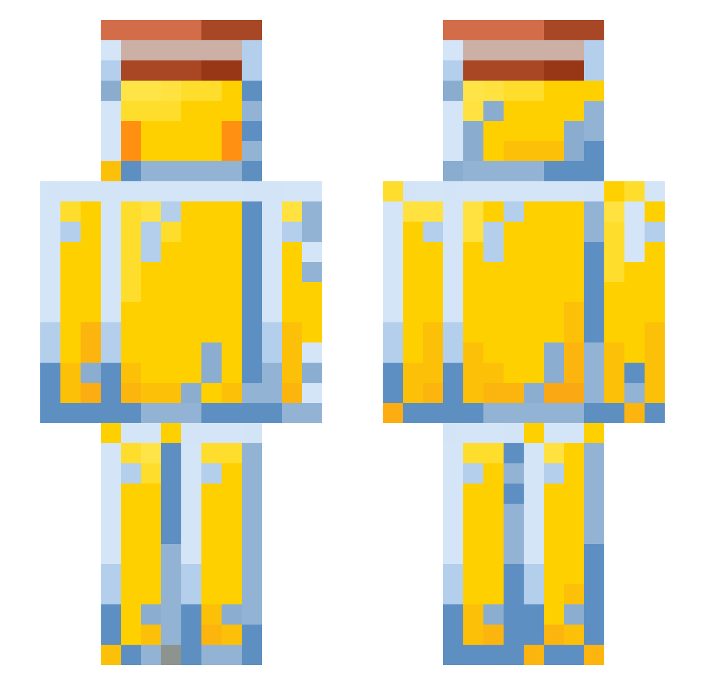 hardcoreblock Minecraft skin, front and back view