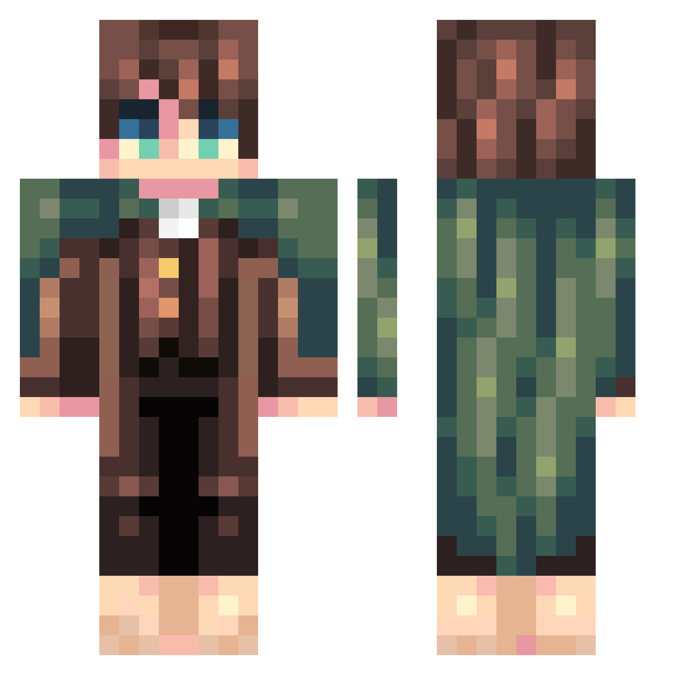 MrCrocs69 Minecraft skin, front and back view