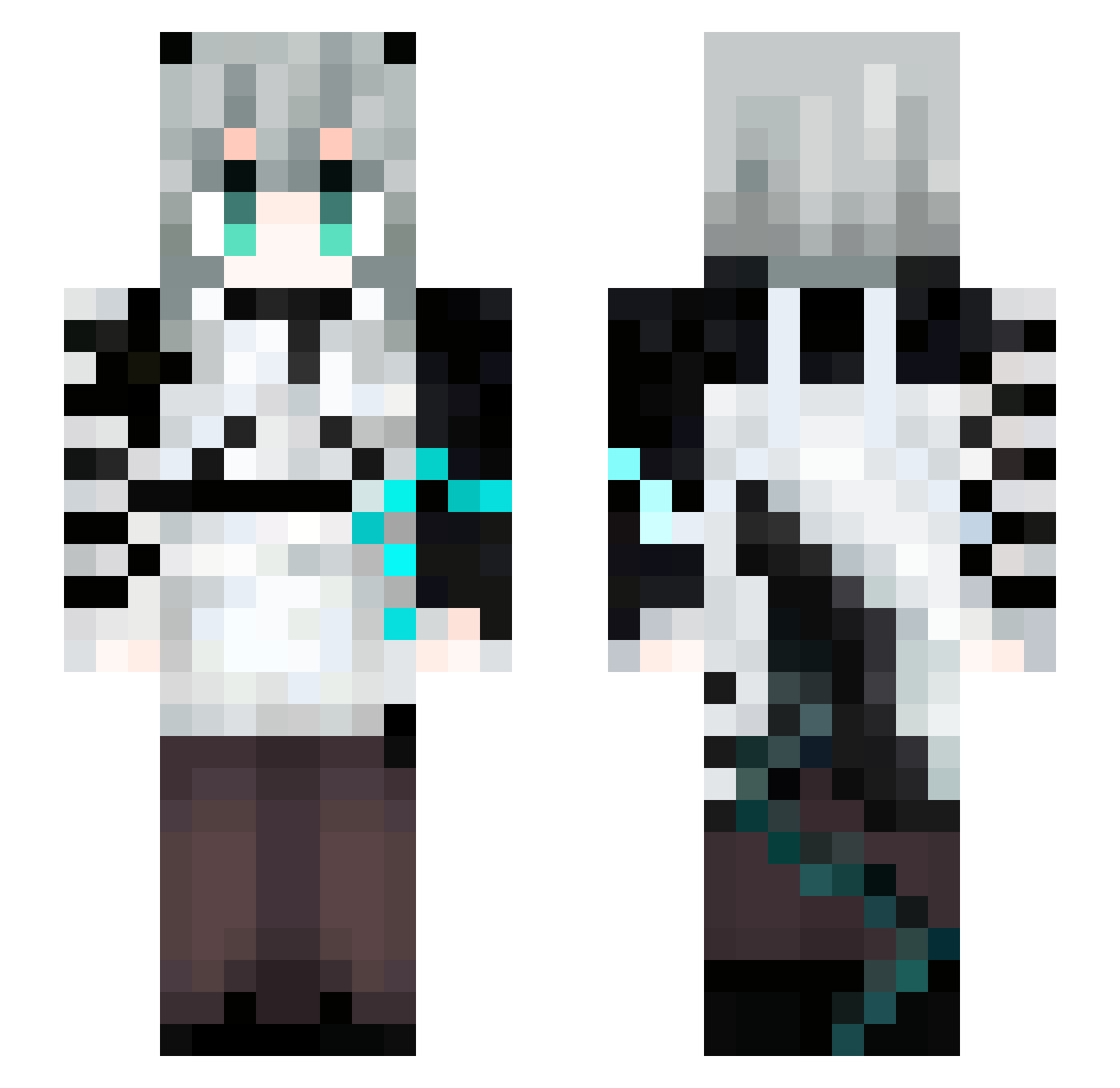 EvieColburn Minecraft skin, front and back view
