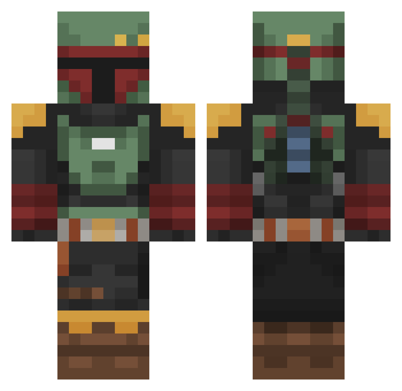 Karimata Minecraft skin, front and back view