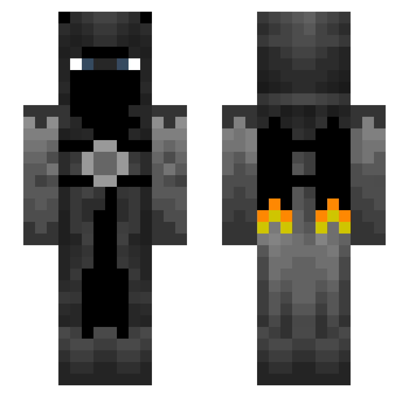 DarkFlyingNinja Minecraft skin, front and back view
