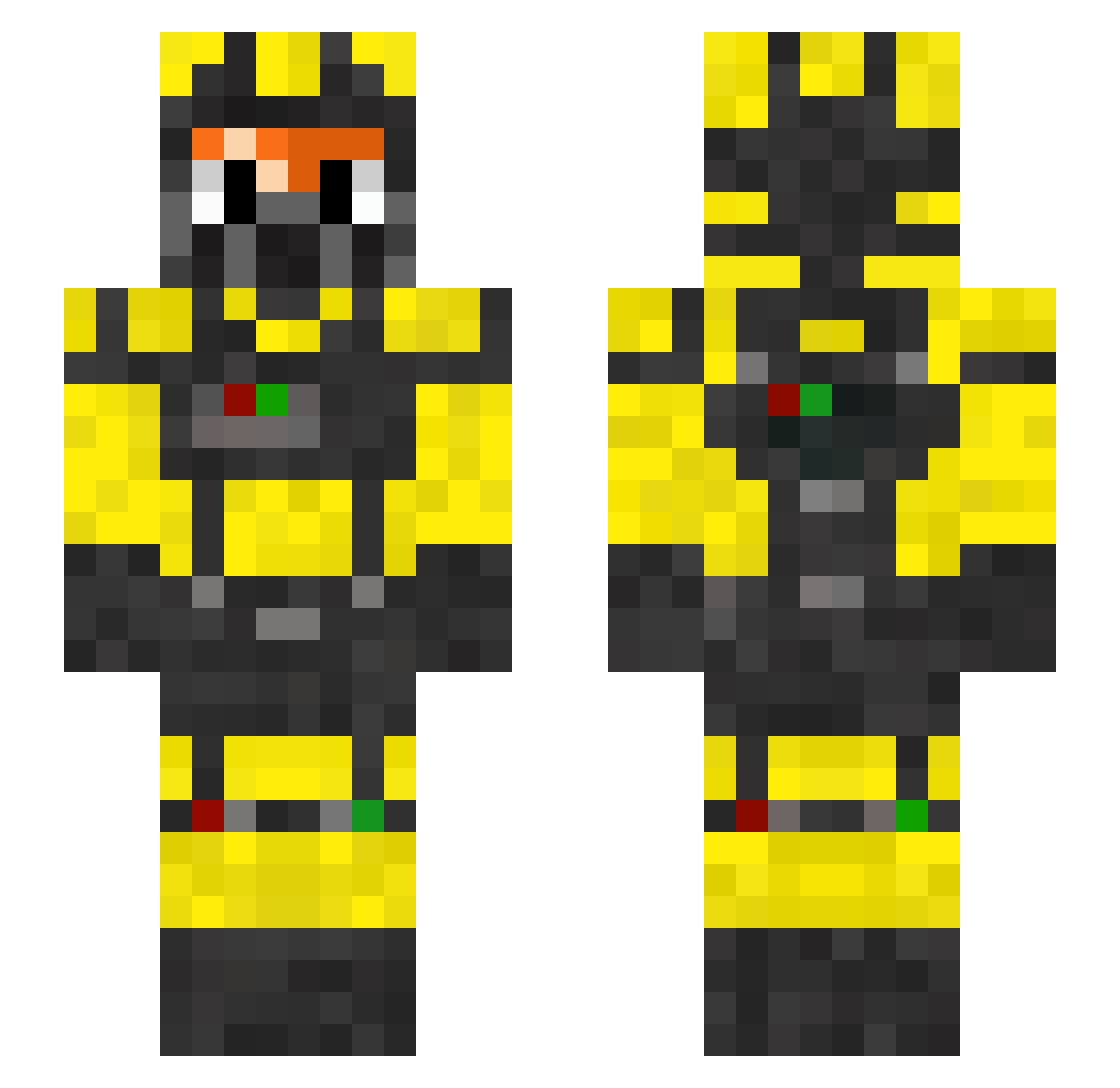 McGrumpy Minecraft skin, front and back view
