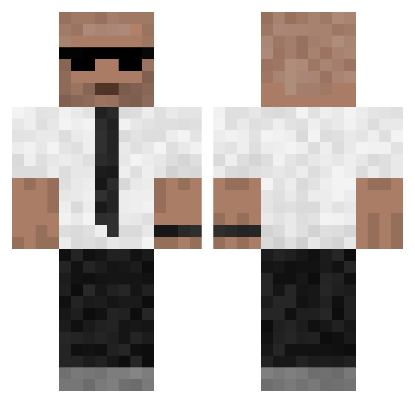 hzerty Minecraft skin, front and back view