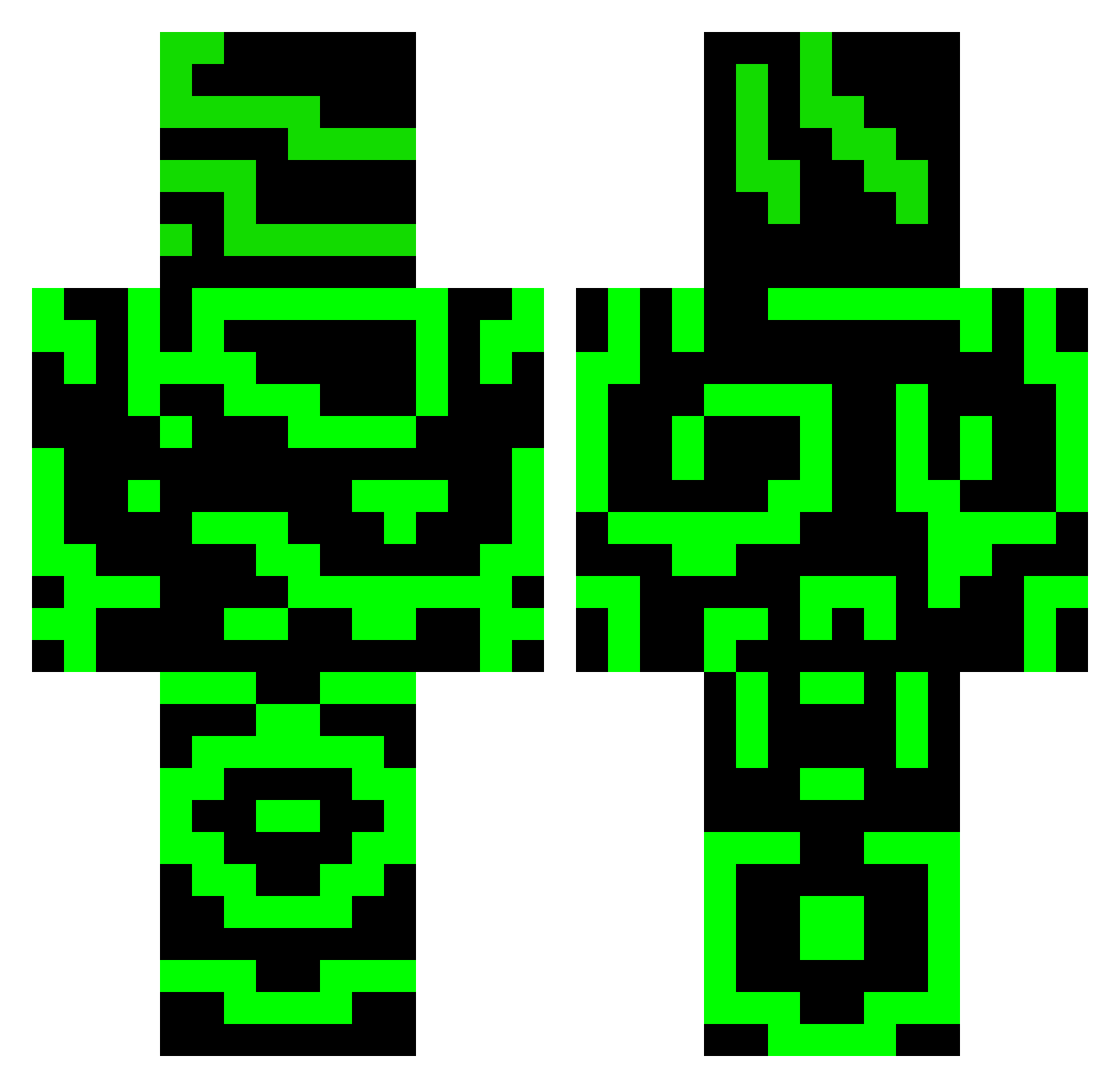 Beheading Minecraft skin, front and back view